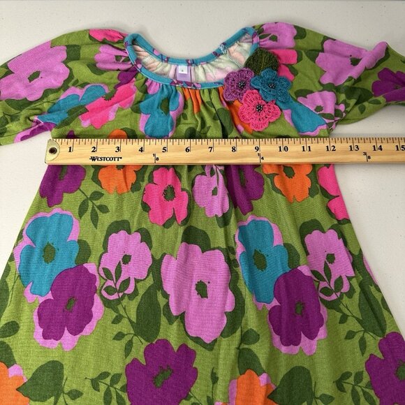 Love u Lots Girls Floral Dress Size 6 Patchwork Embroidered Wool blend - Picture 6 of 8